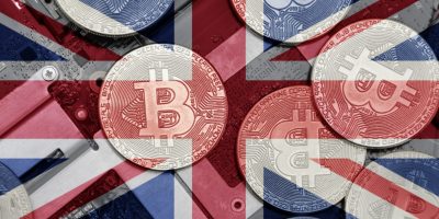 Flag,Of,Great,Britain,On,The,Bitcoins,With,Computer,Electronic